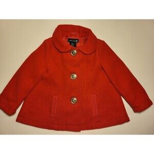 Cynthia Rowley Red Pea Coat Bow Size 18 Months Baby Girl Lined Dress Winter
